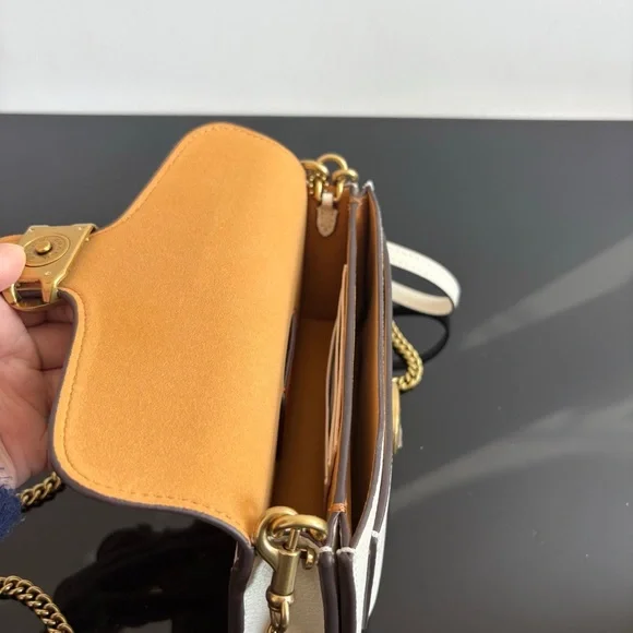 Coach White Pebbled Leather Chain Crossbody Bag - Picture 5 of 5